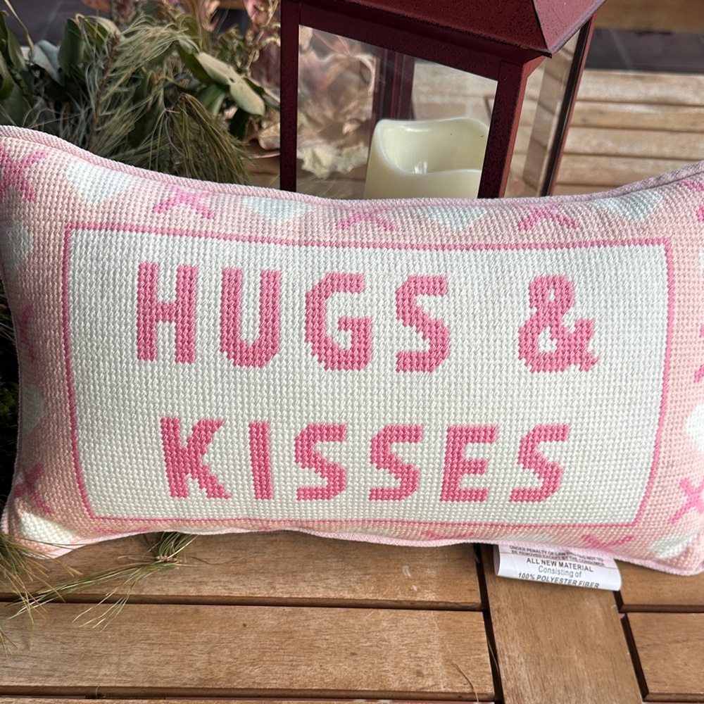 Bouffants & broken hearts hugs & kisses needlepoint decor pillow